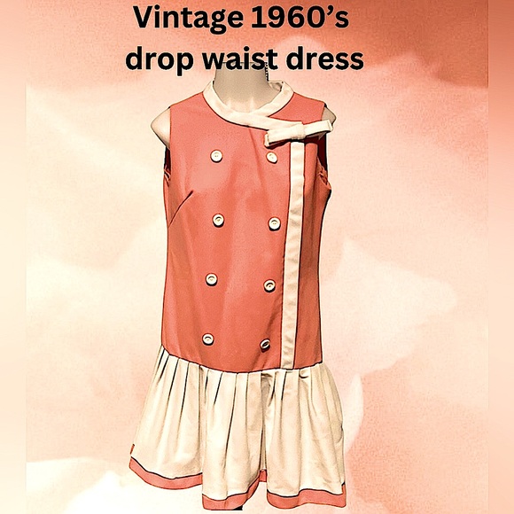 Authentic Vintage - Mod style 1960’s - sleeveless, drop waist, Twiggy dress - Picture 3 of 11